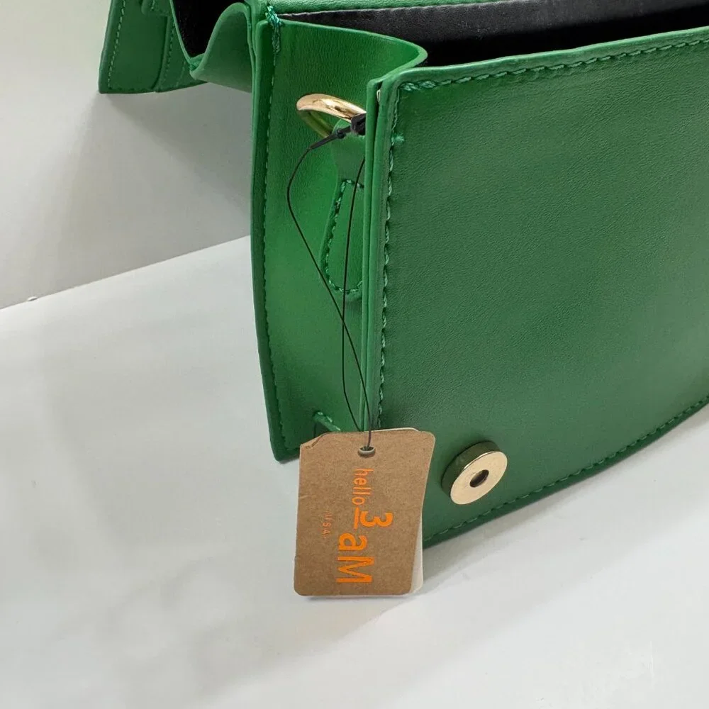 Jacket Shaped Crossbody Bag/ Faux Fur & Leather Coat Purse - Green - NWT - Picture 8 of 9